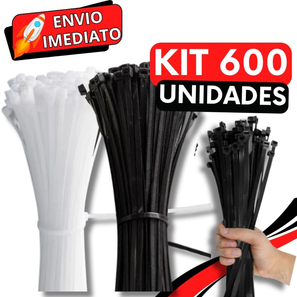 KIT Jogo 600 Enforca Gato Abraçadeira de Nylon Braçadeira Cintas Plásticas Super Resistente Presilha para Fios Malas