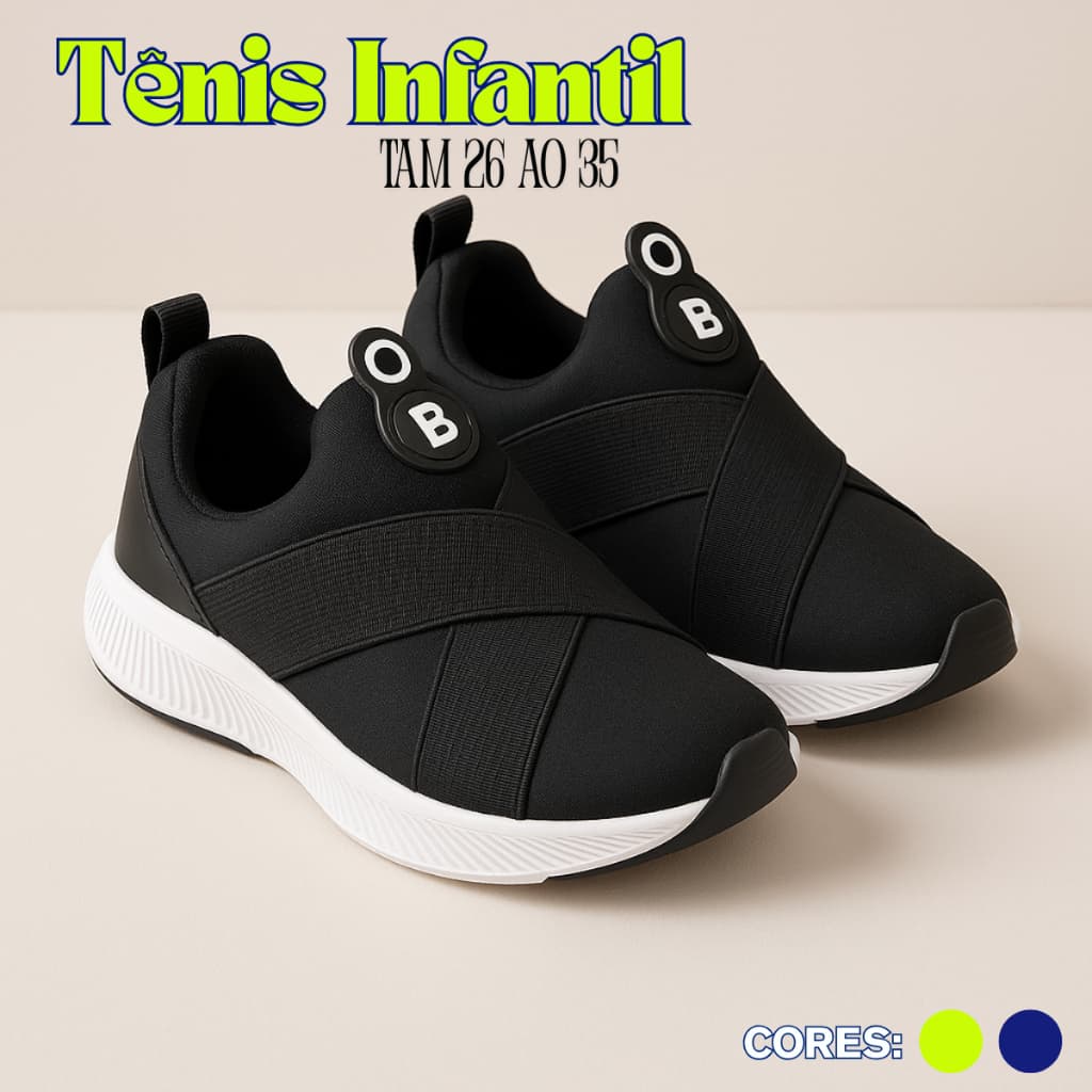 Tênis Infantil Escolar Menino Slip On Macio e Leve – Fácil de Calçar, Envio Imediato do 26 ao 35