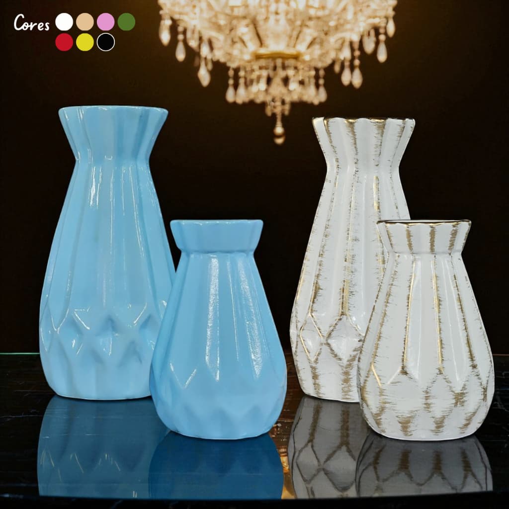 Kit Dupla Frizada Cerâmica Decoração Casa Festa Aniversário Arranjos Artificiais 18,5x8 13,5x7