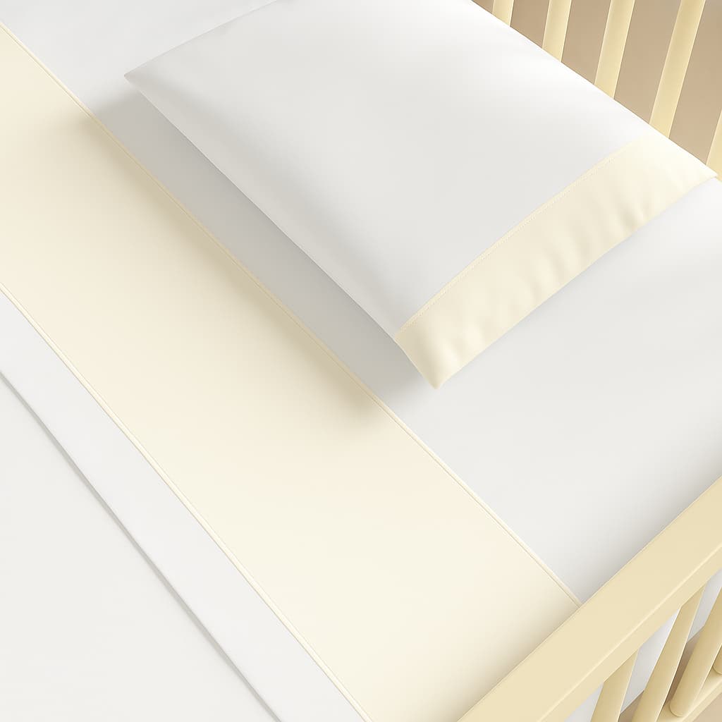 Jogo de Lençol Berço Americano Percal 400 Fios 3 peças Barrado Liso Toque Suave