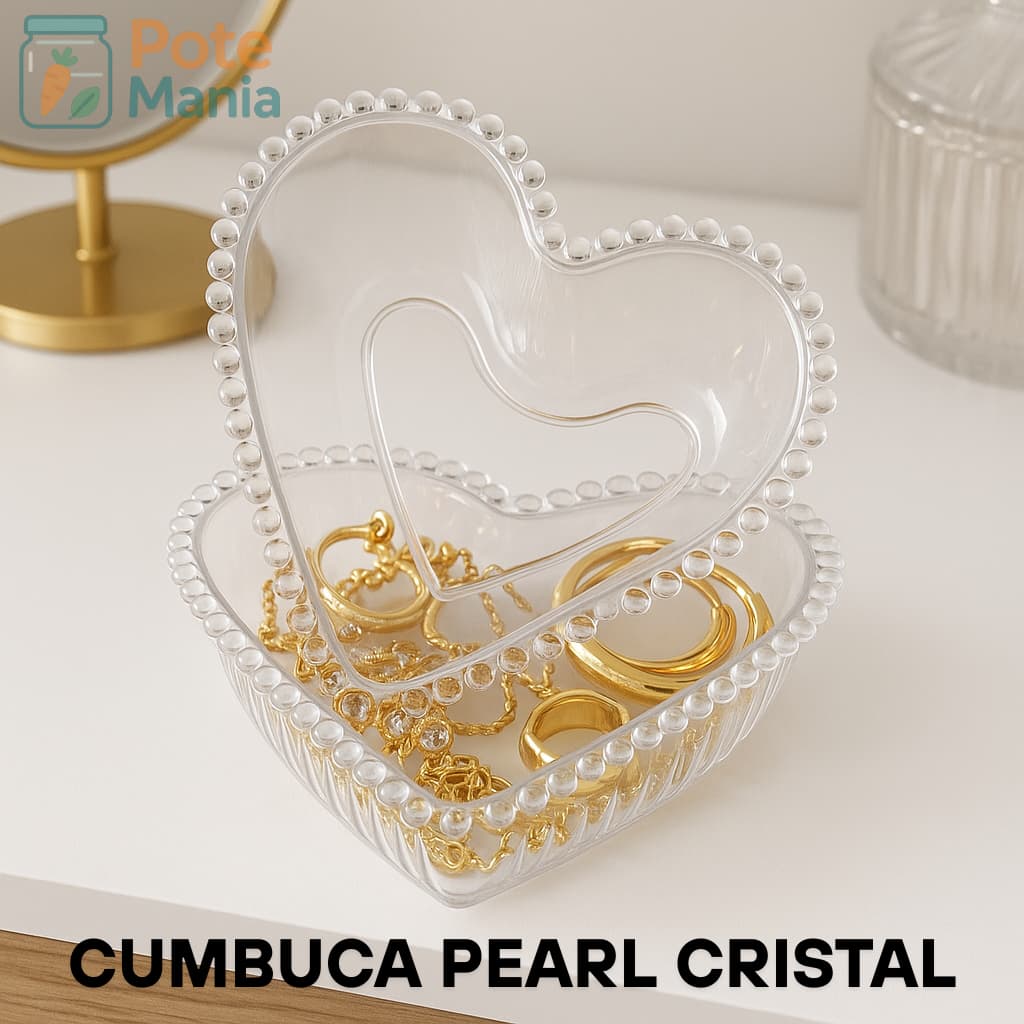 KIT 10 CUMBUCA CORAÇÃO PETISQUEIRA EM ACRÍLICO CRISTAL/ VERMELHA PERAL/PÉROLA DELICADA LEMBRANCINHA