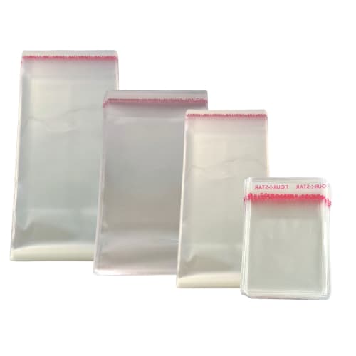 100 Saquinhos Plásticos com Aba Adesiva Transparente