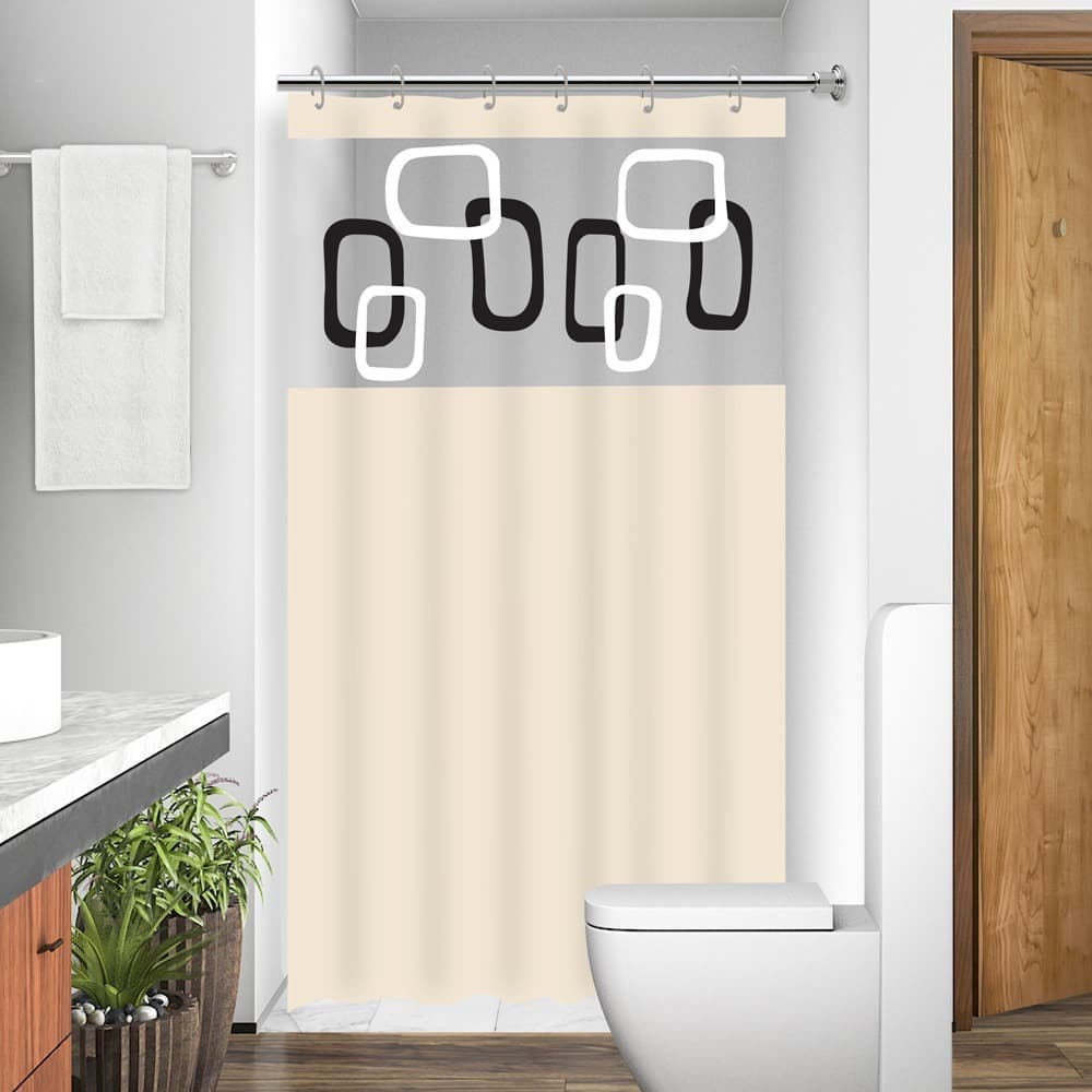 Cortina Box Bege PVC | Vários Modelos Estampados | Com Visor e Ganchos Inclusos