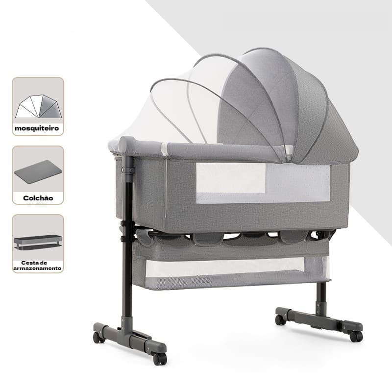 Berço Balanço Portátil Moises Mosqueteiro Infantil Trava de Segurança Regulável Até 3 Anos