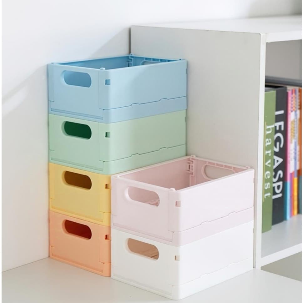🌈 Mini Caixa Organizadora Dobrável e Empilhavél Organizador de Mesa MIni Fofura para sua Escrivaninha – Cores Pastel 💖
