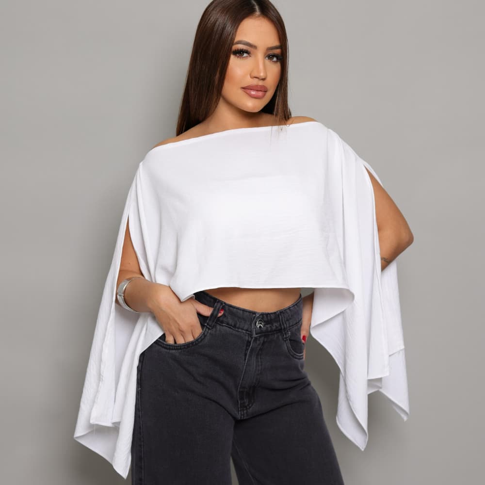 Blusa Bata Feminina Boho Chic com top faixa interno Multiformas Capa