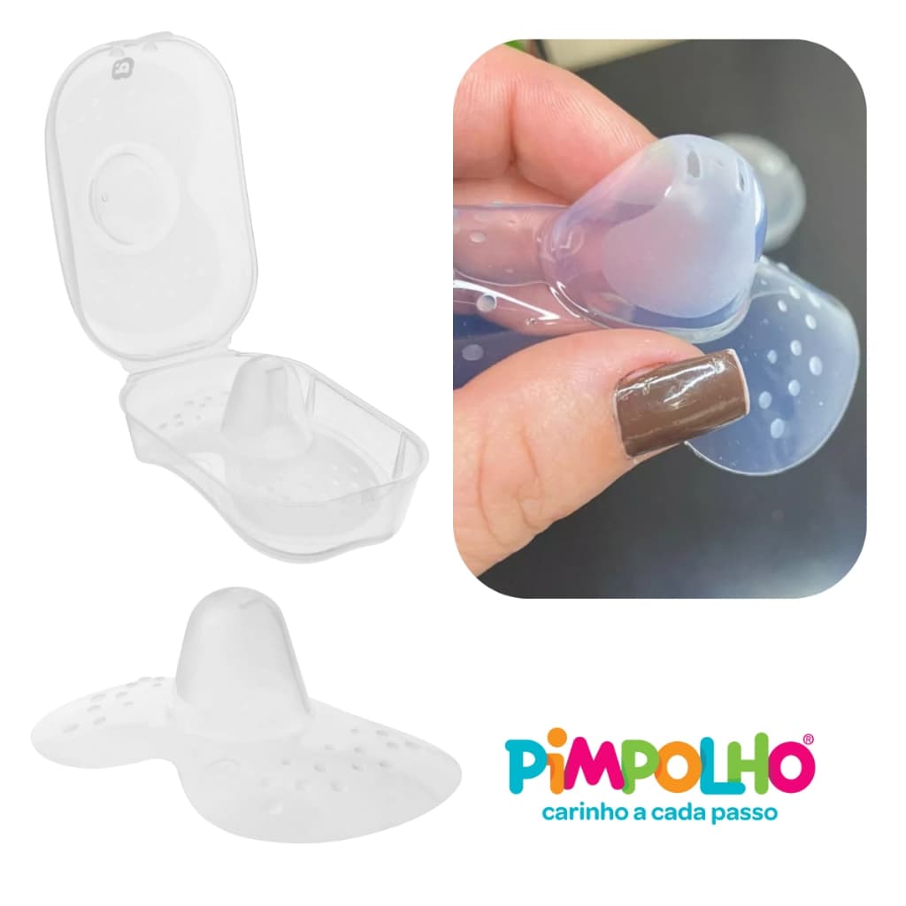 Protetor de Mamilo em Silicone Ultrafino com Caixa para Amamentação Pimpolho Par + Estojo