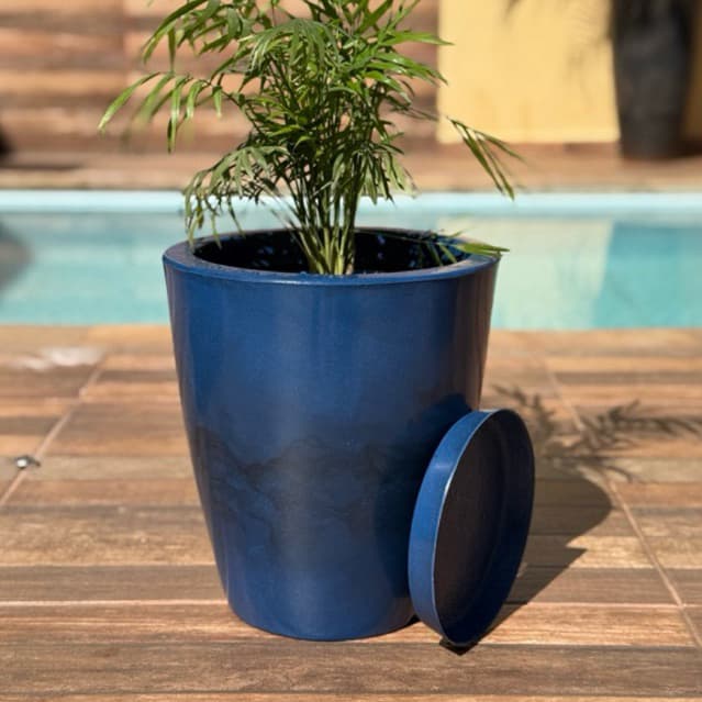 Vaso Decorativo para Plantas Polietileno Luxo Marmorizado N1 com Prato