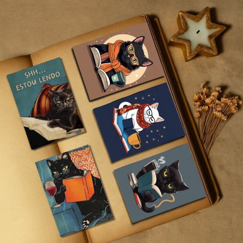 Kit 5 marcadores magnético - Gatinhos leitores