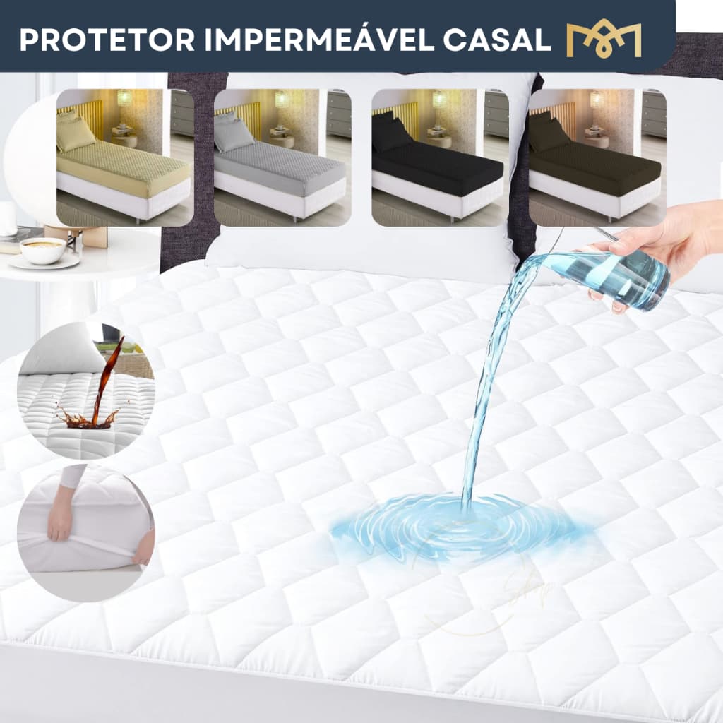 Capa Para Colchão Impermeavel Matelado Elástico Antialérgico Protetor Solteiro, Casal, Queen e King
