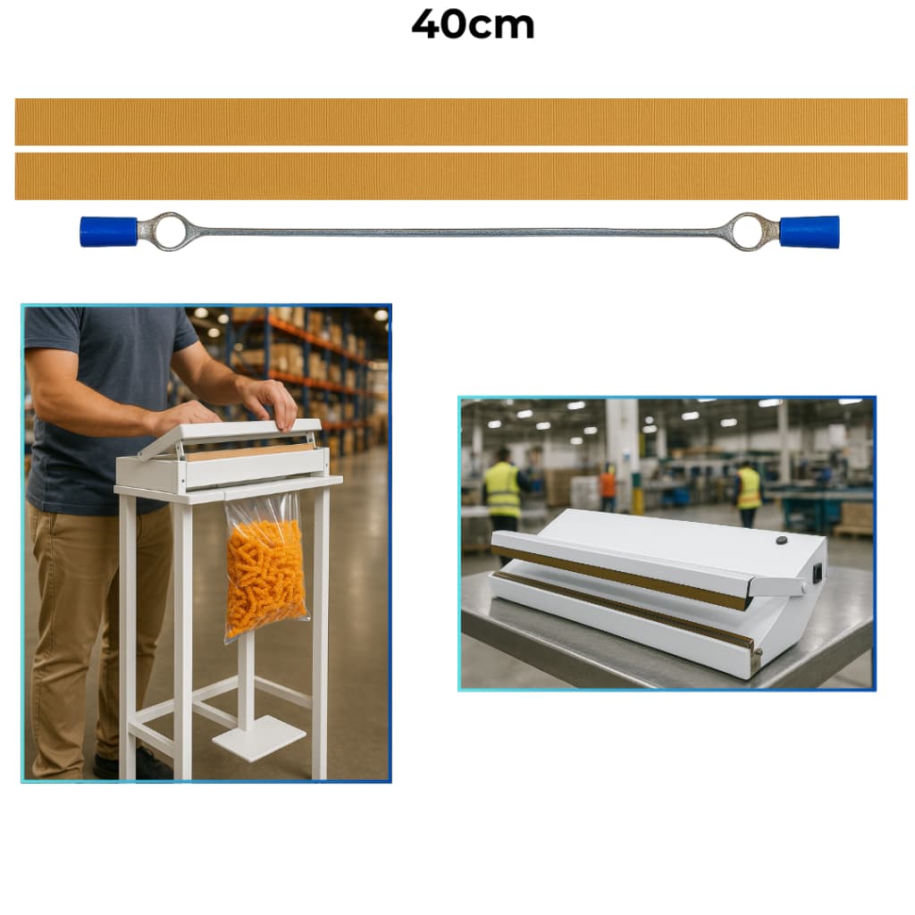 2  Resistência + 2 Teflon 40cm Para Seladora Reposição Uso Profissional Alta Durabilidade Pedal
