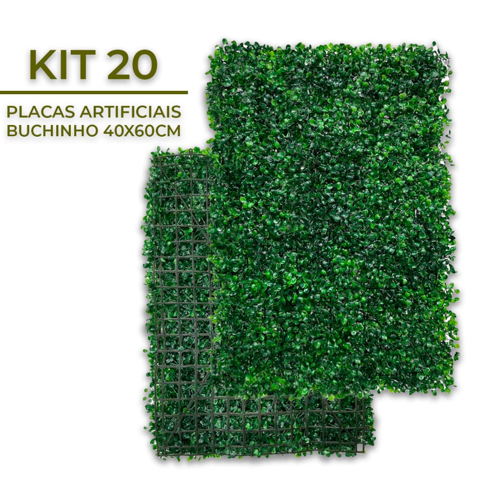 Kit 20 Unidades Placas 40x60 Buchinhos Grama Artificial Jardim Vertical Parede Verde Muro inglês