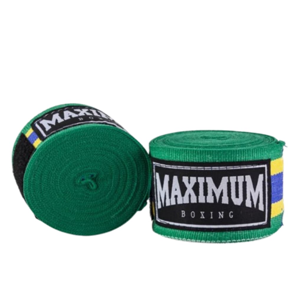 Bandagem para Muay Thai e Boxe Marca Maximum de 3 Metros ou 5 Metros - Cor: Brasil Verde e Amarelo