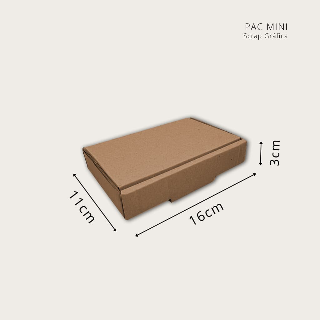 Caixas de Papelão 16x11x3 cm - 50 Unidades - Mini Envio - E-commerce, Correios, PAC, Sedex (Modelo: Pac Mini)