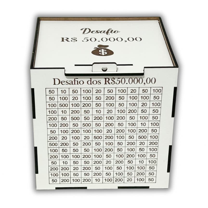 Cofre Desafio Mdf 50Mil Escolha Sua Meta Caixa De Madeira
