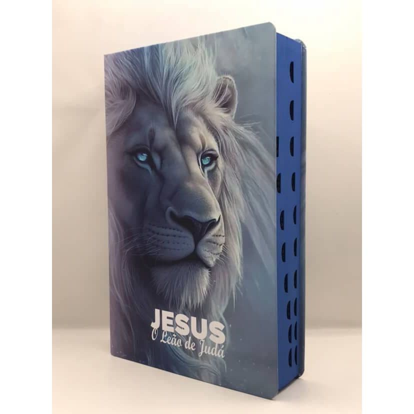 Bíblia Sagrada Tamanho Grande Capa Dura Com Harpa Palavras de Jesus em Vermelho Leão Congelado