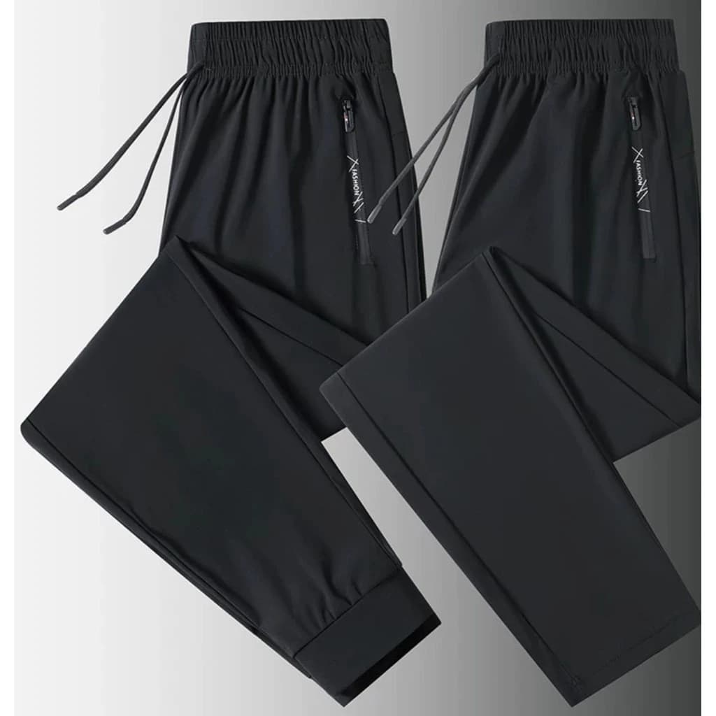 KIT 2 Calça Preta Masculina Jogger Dry Fit Esportiva Seda Gelada