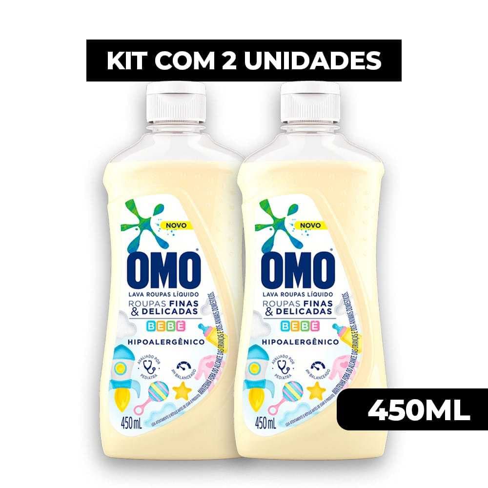 Sabão LÍQUIDO  para roupas omo450ml, Lava roupas finas delicadas 2 unidades.
