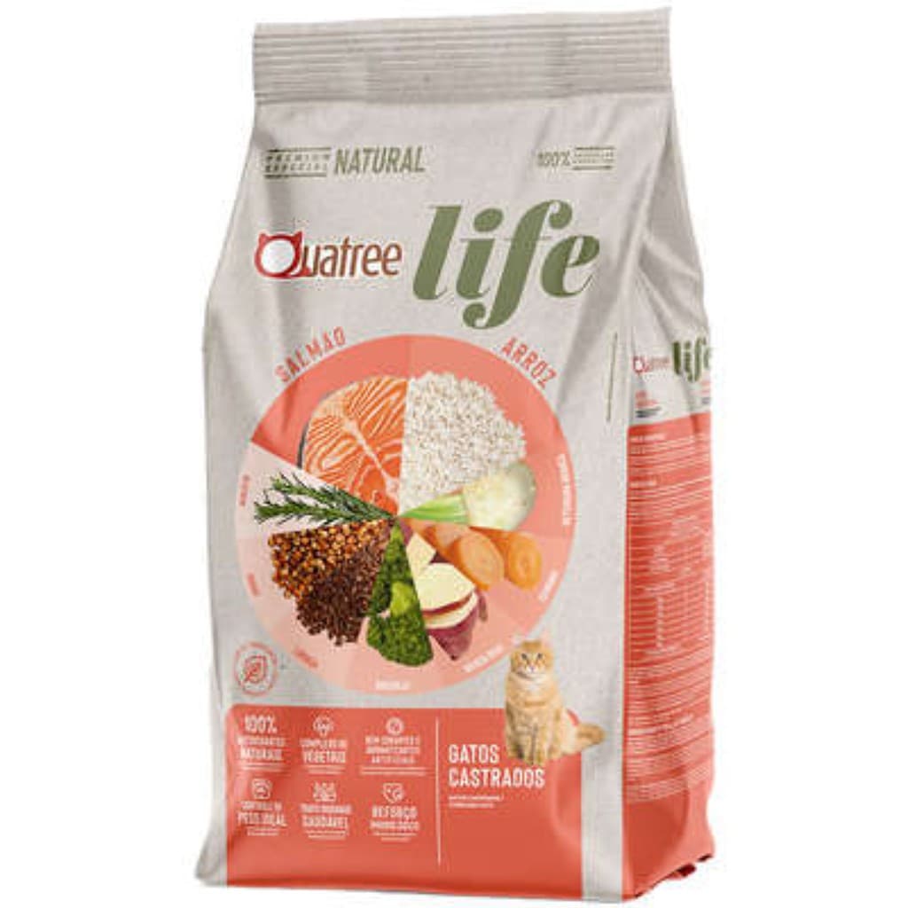 Ração Quatree Life Gatos Castrados Sabor Salmão