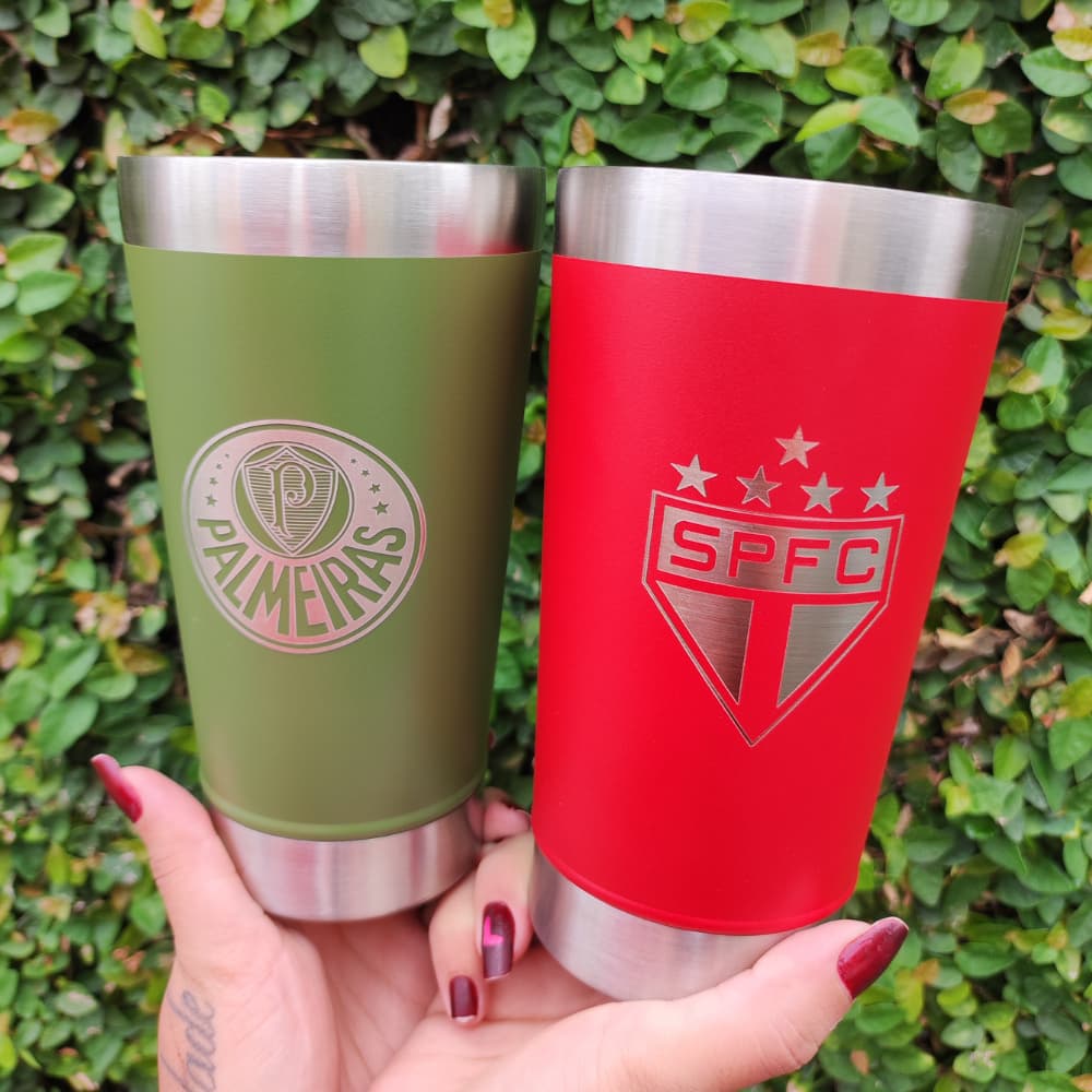 Copo Termico inox Personalizado Time Brasileiros + Seu Nome gravação a laser
