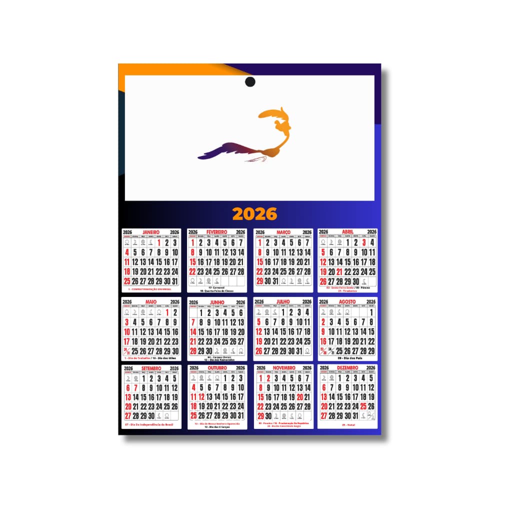 Calendário 2026 de Parede Personalizado 500 unidades