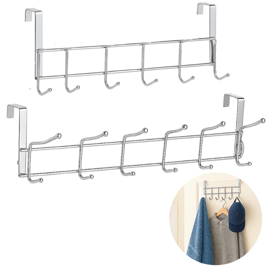 Suporte Pendurar Roupa 6/12 Ganchos Toalha Atras Porta Cabide Cabideiro Organização Banheiro Quarto