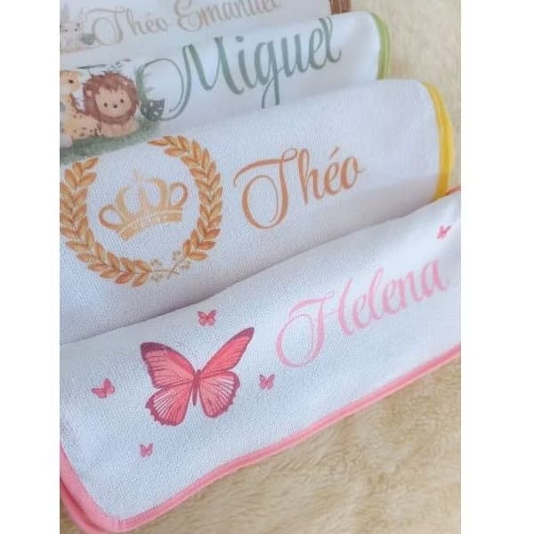 Kit 2 Fraldas de Boca Personalizada com Nome do Bebê, Fraldinha de boca 100 %