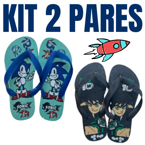 Kit 2 Pares de Chinelo Infantil Menino Masculino Envio Imediato