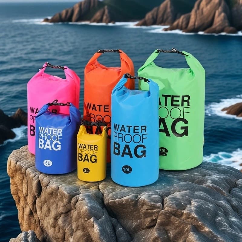 Bolsa Impermeável Dobrável para Natação/Rafting: 6 Tamanhos 2L a 30L) + Alça Ajustável Antivazamento