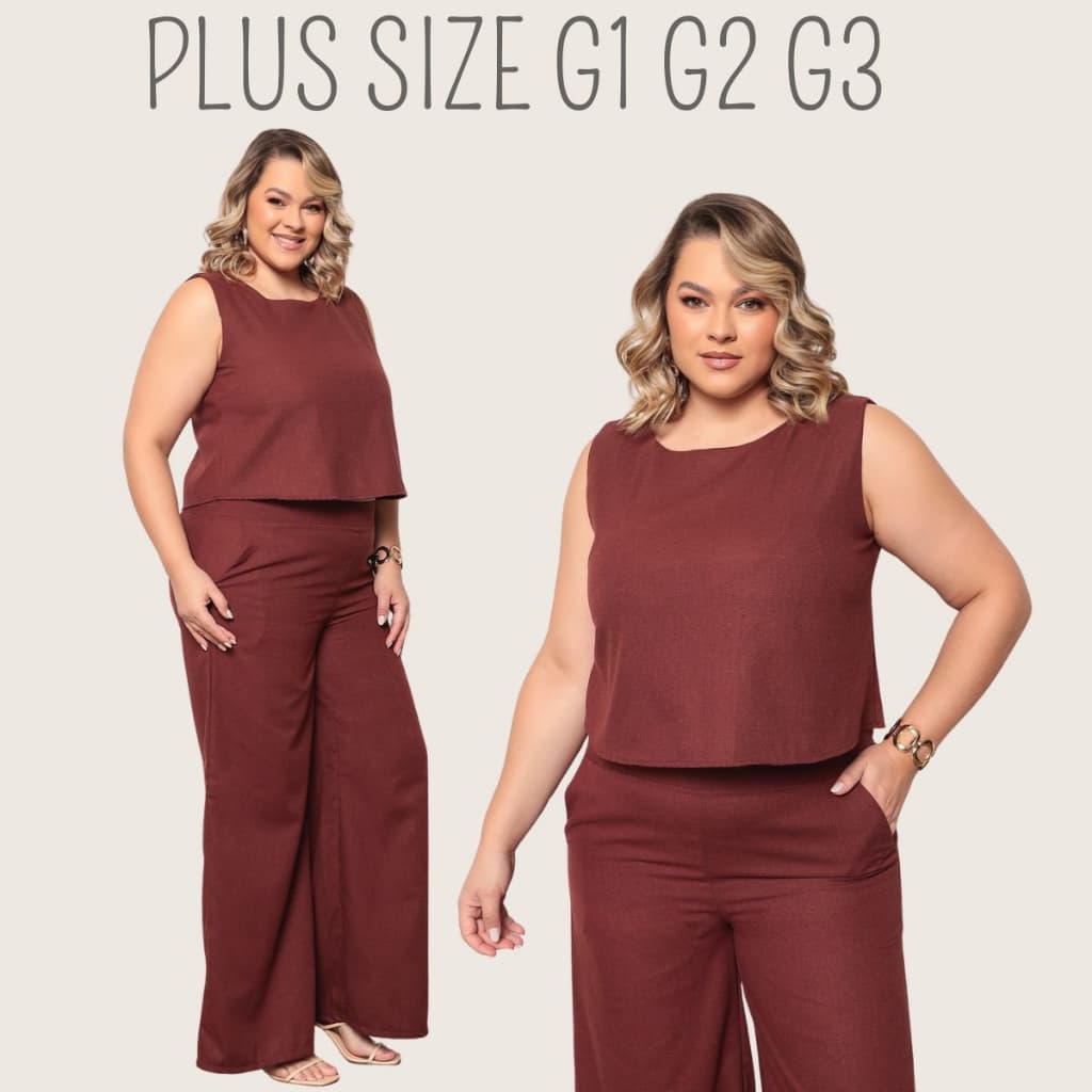 Conjunto Plus Size Feminino Blusa e Calça Estiloso Confortável Conjunto Social Plus Size Curve + G1 G2 G3 G4