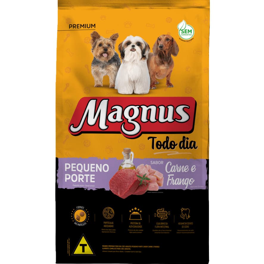 Ração Magnus Premium Todo Dia Cães Pequeno Porte Carne e Frango 15kg