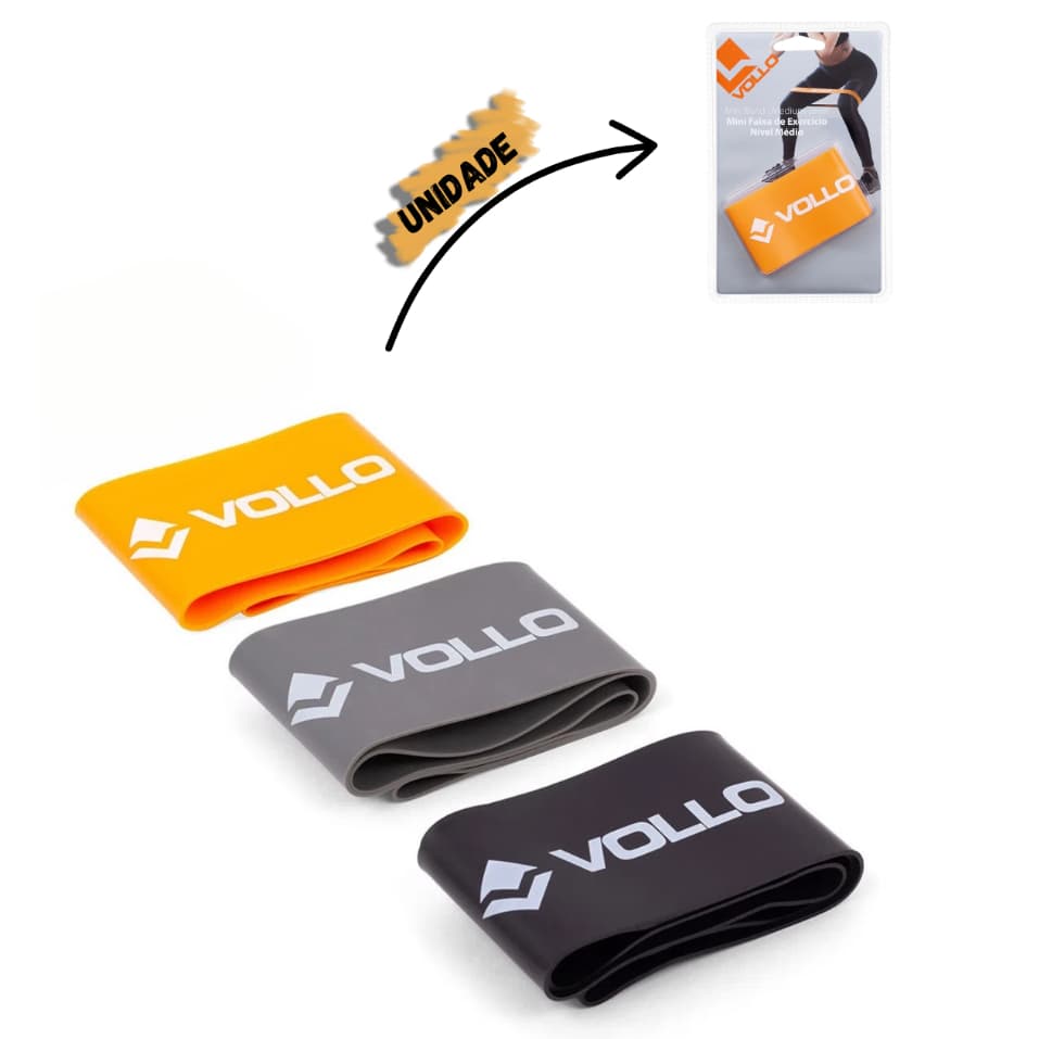 Faixa Elástica Mini Band de Exercícios Intensidades Vollo 25x5cm