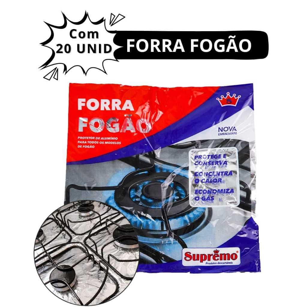 20 Protetores De Forra Fogão Forros De Papel Alumínio 4 Bocas Térmica