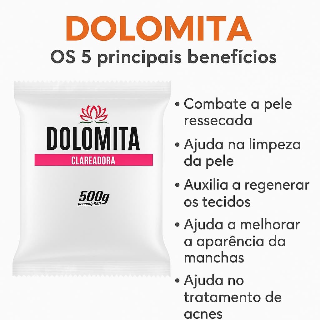 Dolomita em Pó Pura SKINCARE Com Laudo Técnico Esterelizada Dolamita Clareadora de Manchas