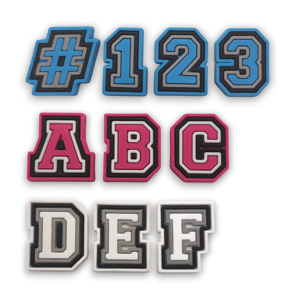 Pins para Babuche Letras Emborrachadas Coloridas | Branco, Azul e Rosa