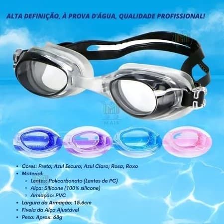 Óculos de Natação Alta Definição, à prova d'água, adultos e adolescentes, conforto e estilo para suas aventuras na água!