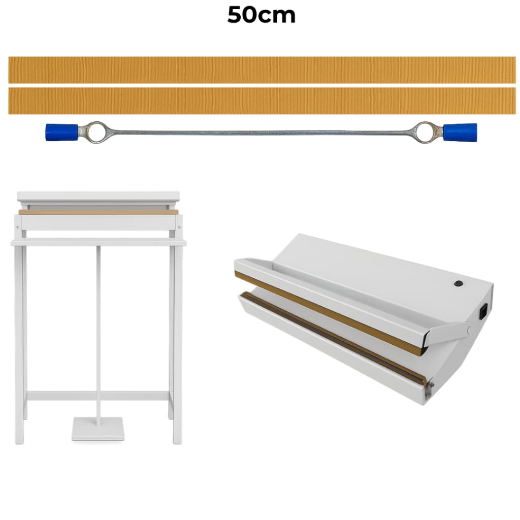 1 Resistência + 2 Teflon 50cm Seladora Com Reposição Uso Industrial Bivolt Kit Manutenção