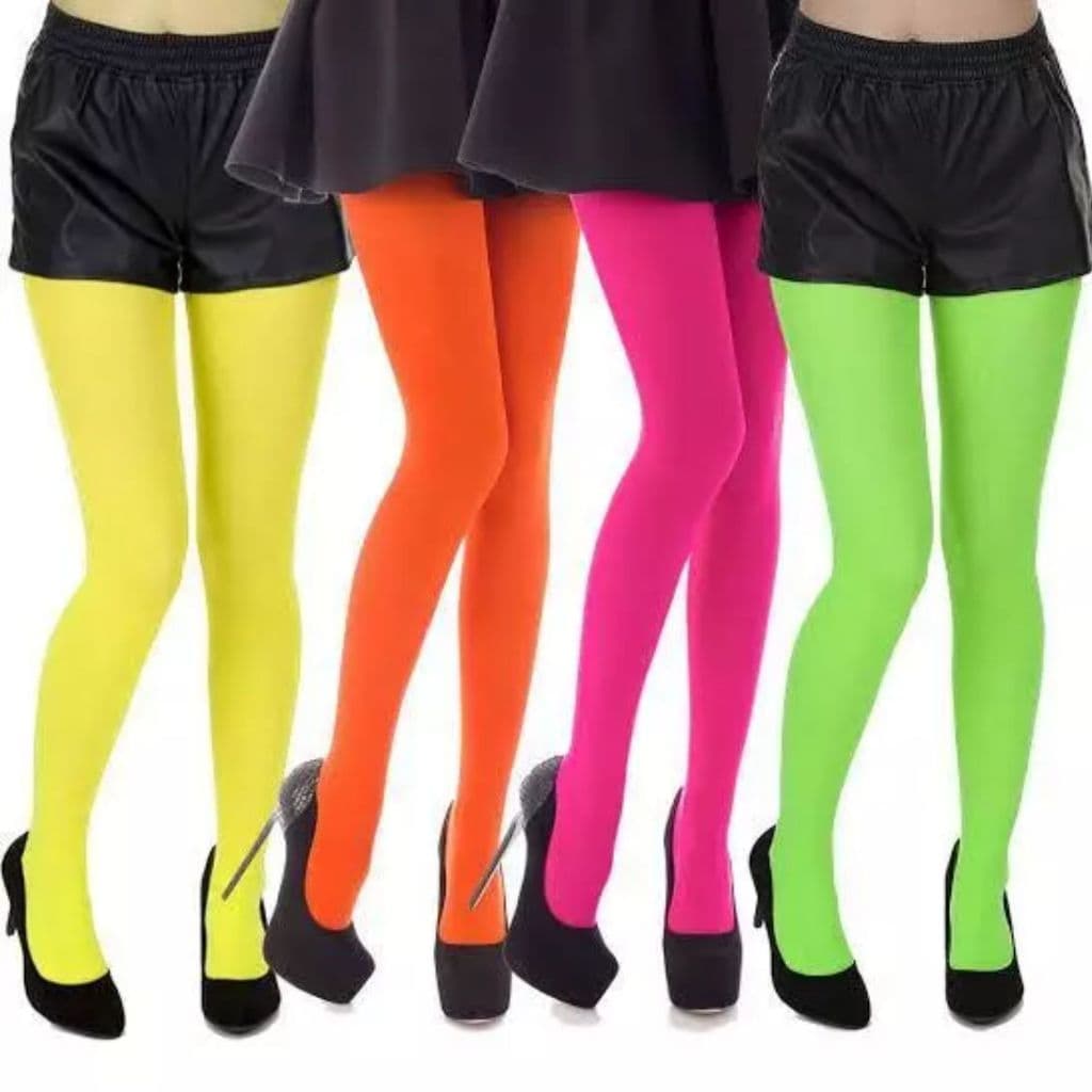 Meia Calça Neon ou Normal Bloquinho Festa a Fantasia Carnaval Halloween