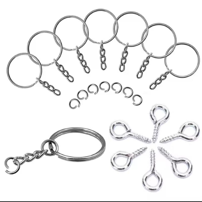 Argola Para Chaveiro 25mm 50 Peças + Elo + Pitão