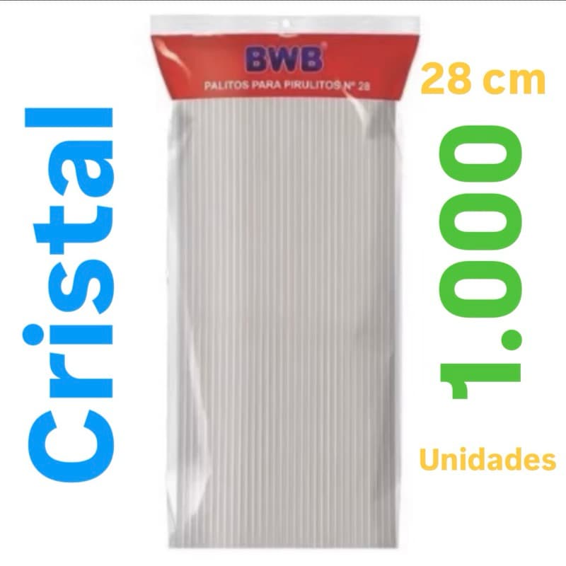 1000  Palito Transparente Para Topper De bolo e para Pirulito  28cm BWB - (CHOCO)