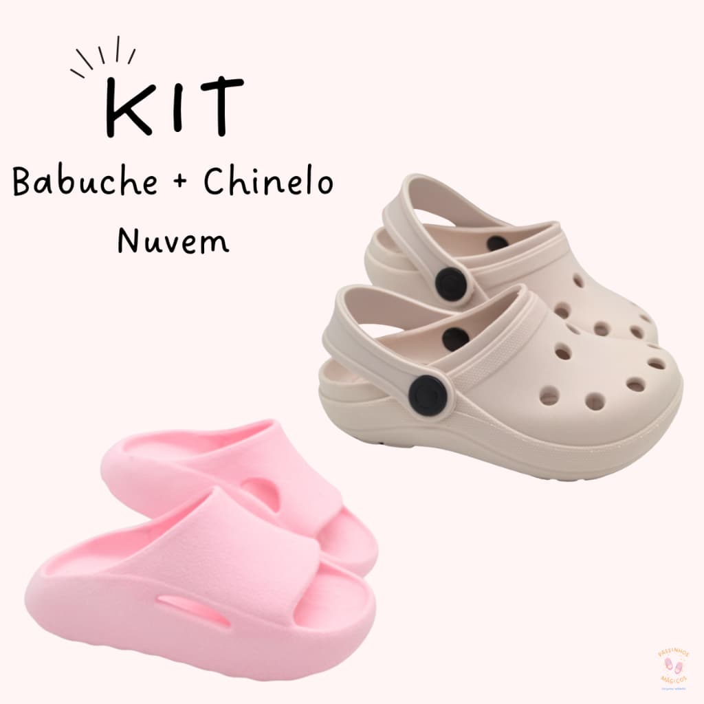 Kit 2 pares Babuche Chinelo Nuvem Sandália Infantil Várias Cores Infantil Menina Menino