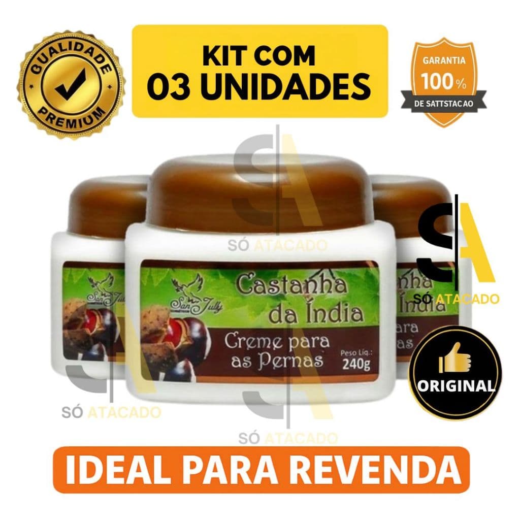 Kit 3 Cremes Castanha da Índia 240g SanJully para Pernas Cansadas e Varizes