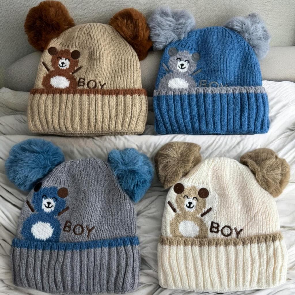 Touca Gorro Infantil e Bebê Pompom  Forrada Inverno Confortável e Quentinha de Frio