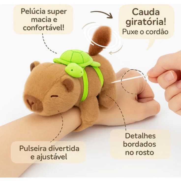 Capivara Pulseira De Agarrar Pelúcia Bonecas Pelúcia Brinquedos Interativo Menina Menino 18CM