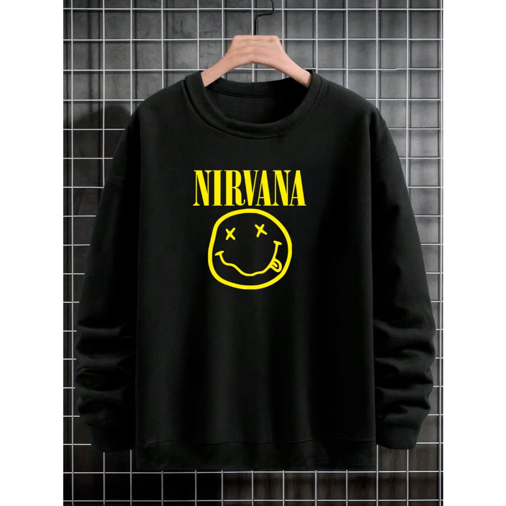 Moletom Gola Redonda Unissex Nirvana Blusa De Frio Basico Careca Casaco Feminino e Masculino Flanelado