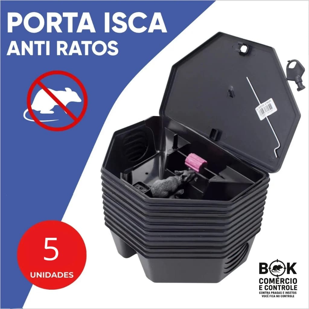 Kit 05 Porta Isca Com Chave para Proteção Para Crianças e Animais