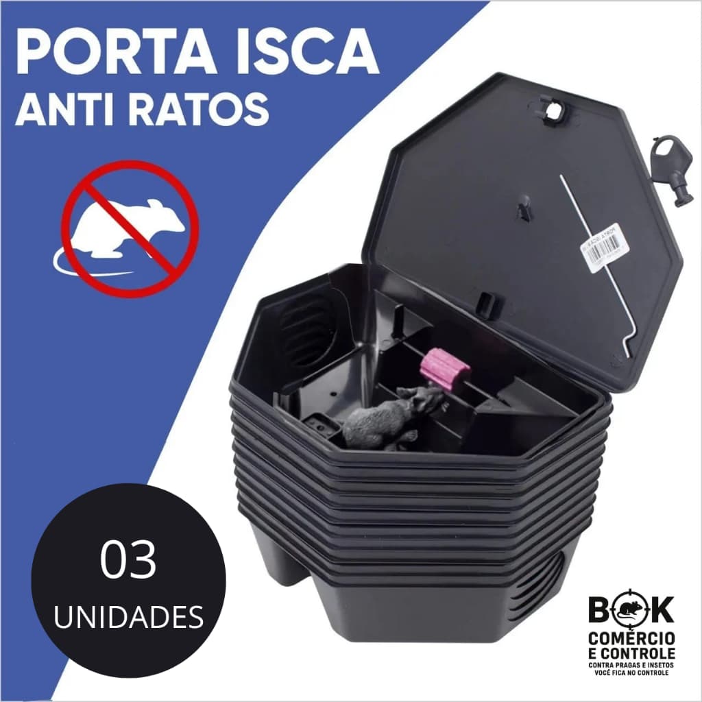 Kit 03 Porta Isca Com Chave para Proteção Para Crianças e Animais