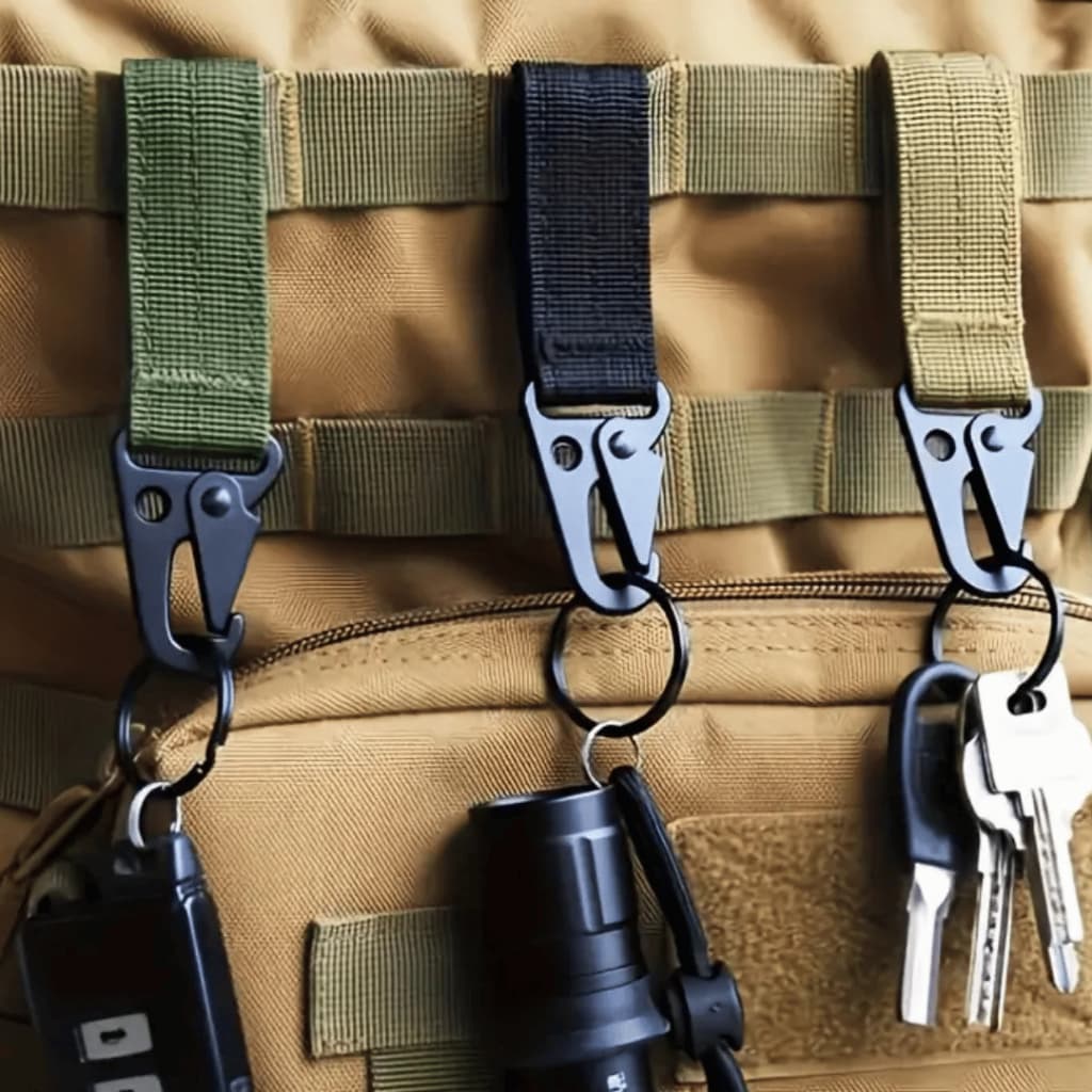 Chaveiro Mosquetão em Nylon  Suporte Para Pendurar Acessórios em Tirantes Colete Molle Cinto