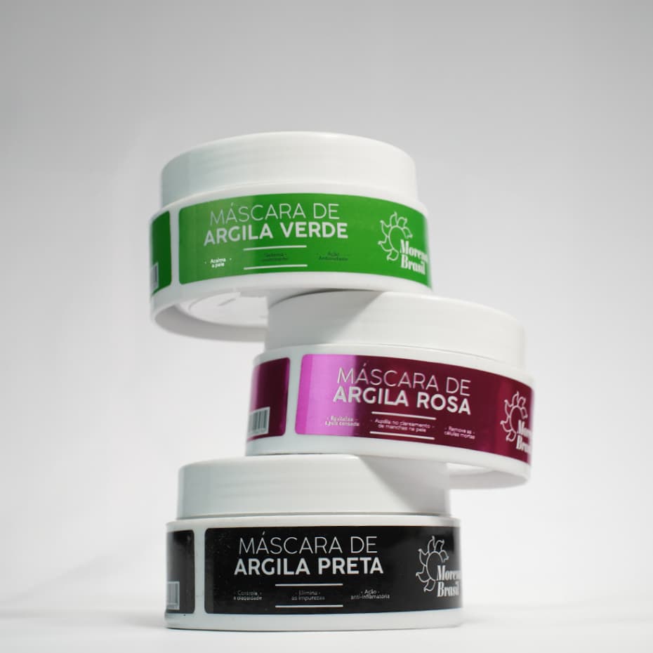 Kit SkinCare Argila Preta, Verde e Rosa – Hidratação, Controle de Olesidade e Prevenção De Acne