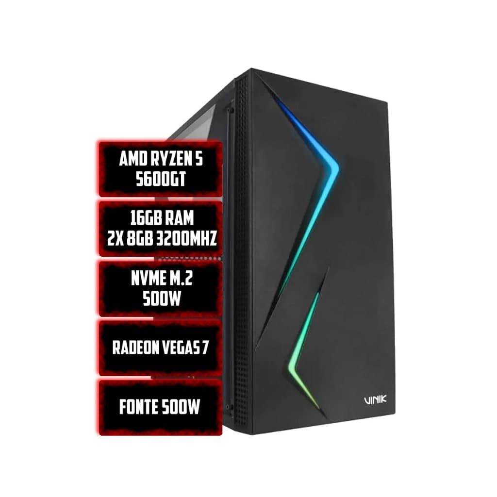 PC GAMER LIDER RYZEN 5 5600GT, 16GB DDR4, NVME 500GB, AMD RADEON™ GRAPHICS VEGAS 7